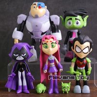 Wholesale Teen Titans Go Robin Cyborg Beast Boy Starfire Raven Silkie Pvc Action Figures Kids Toys Gifts set C19041501