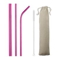 Wholesale 5pcs Rainbow Reusable Straws Stainless Steel Metal Straw Metal Smoothies Glass Box Drinking Straw Set with Brush Bag