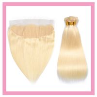 Wholesale Malaysian Human Hair Bundles With X4 Lace Frontal Pre Plucked Blonde Straight Hair Extensions With By Frontal With Baby Hair