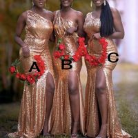 Wholesale Rose Gold Sequins Bridesmaid Dresses Mixed Order Custom Made Wedding Party Guest Gown different Neckline Junior Maid of Honor Dress Cheap