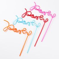 Animal Familier Art Paille Mariée Drôle Lettre Paille Logo Rose Articles De Fête De Mariage Sécurité Alimentation Bébé Pailles M308