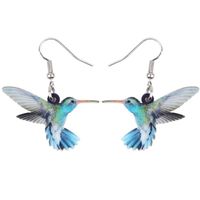 Wholesale Acrylic Flying Voilet Sabrewing Hummingbird Bird Earrings Dangle Drop Fashion Animal Jewelry For Women Girls Kids