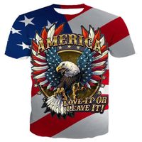 Wholesale New Fashion T Shirt Flying Eagle Printed USA Flag Neutral Short Sleeve Men T Shirt Tops Tee Plus size XS XL