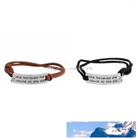 Wholesale Charm Bracelets She believed she could so She did Inspirational Letter word charm Black Brown velvet Rope Wrap Bangle For women Men Jewelry