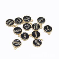 Wholesale 12pcs set Metal Alloy Black Enamel Constellation Zodiac Signs Charms Pendant Diy Hand Made Jewelry Accessories