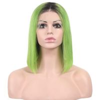 Wholesale Lime Green Human Hair Bob Wigs ombre Short b Neon Green Lace Front Wig With Baby Hair Pixie Cut Wig HD Lace