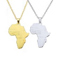 Wholesale Hip hop Gold Silver Plated Africa Map Necklace Metal Alloy Map Lettering Pendant Necklaces Link Chain For Women Jewelry Party Gifts