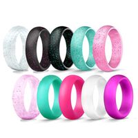 Wholesale 5 mm Crystal Powder Silicone Female Rings for Women Girls Wedding Finger Ring Flash Pink Colors Jewelry Size