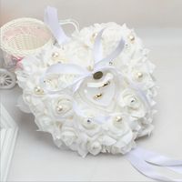 Wholesale Heart shaped Wedding Ring Tray Foam Artificial Flower PE Simulation Rose Butterfly Pearl Rhinestone Engagement Ring Tray Decoration