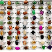 Wholesale 30 Pieces Rainbow Natural Band Gem Stone Rings For Women Men Mix Bohemian Style Designs Couples Designer Jewelry Engagement Accessories Gift