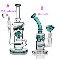 Wholesale 11 inchs Purple Bong Klein Recycler Bongs Water Pipes Heady Oil Rigs Skull Glass Water Bongs With mm Banger Hookahs