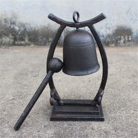 Wholesale Antique Industrial Style Solid Cast Iron Table Bell Dinner Metal Table Top Bell with Striking Mallet Wrought Iron Antique Decor Service
