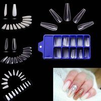 Wholesale 100pcs False Nail Art Tip for Woman Girls White Clear Natural Coffin Acrylic Manicure Tools for Extension Acrylic Nail Supplies