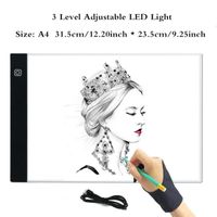 Wholesale A4 led light pad Graphics Tablet A4 LED Drawing Tablet Thin Art Stencil Drawing Board Light Box Tracing Table Three level