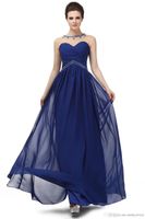 Wholesale Navy Blue Evening Dresses Long A Line Empire Waist Chiffon Floor Length Prom Dress For Plus Size Woman WM001