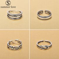 Wholesale Classical Retro Vintage Sterling Silver Hand Open Finger Leaf Hoop Open Rings for Women Valentine s Day Sterling Silver Jewelry Z