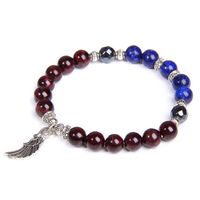 Wholesale Silver Plated Stretchy Strands Bracelet Angel Wing Connect Garnet Stone Round Beads Lapis Lazuli Unique Jewelry