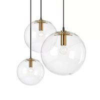 Wholesale Nordic Glass Ball Pendant Lighting Clear Bubble Chandelier Suspension Globe Lamp Golden Copper Black color