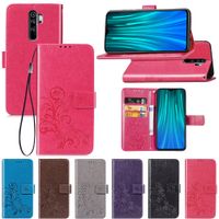 Wholesale Phone Cases For Xiaomi Redmi Note Power X Pro Max T S T S A Go Made of PU Leather Cover Lucky Four Clover with Wallet Card Slot Hand Strap