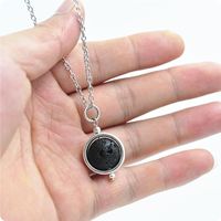 Wholesale Lava Rock Stone Pendant Moon necklaces MM Black Essential Oil Diffuser Natural Volcanic Charm For women men Fashion Aromatherapy Jewelry