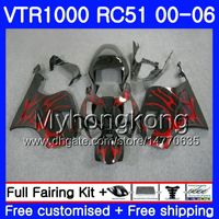 Wholesale Kit For HONDA VTR RC51 HM RTV1000 SP1 SP2 Red flames top VTR1000 Fairing