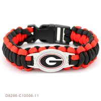 Wholesale Hot Sale mm Glass Custom Football Sports Georgia Charm Survival Paracord Bracelets Bangles For Man Woman