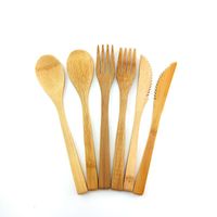 Wholesale Biodegradable Totally Bamboo Bamboo Flatware Set Dishwasher Safe Fork Spoon Knife Eco friendly Coconut Wooden Utensil set