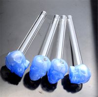 Wholesale Fashion Hot Sale Blue Jade Skull Heady Glass Smoking Bongs Bubbler Dab Rig Colored Cheap Smoking Pipe Glass Pipes