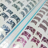 Wholesale 2pcs Glitter Nail Art Sticker Decals Rose Red Blue French Leopard Crack Zebra Sexy Transfer Sparkle Decal Stickers Manicure DIY NEW