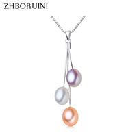 Wholesale zhboruini fashion necklace multicolour natural pearl pendant sterling silver jewelry for women gift