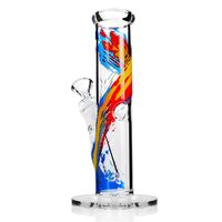 Wholesale Bong Straight tube with downstem Glass Water pipe Height inch Joint mm Bowl Water Pipes Oil Painting colour
