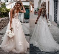 Wholesale New Designer Romantic Lace Appliques A line Wedding Dresses Boho Retro Wedding Gowns Off Shoulder Court Train Wedding Dress Bridal Gowns