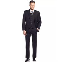 Wholesale 2018 Men linen Suits Black Tuxedos for Grooms Custom Made Three Pieces Tuxedos for Wedding Groomsmen Suit Jacket Pants Vest