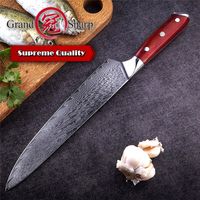 Wholesale Damascus Chef Knife Inch Japanese Damascus Blade Rosewood Handle Kitchen Knife Home Cooking Tool with Gift Box Grandsharp