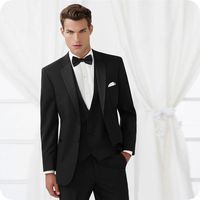 Italy Style Men Professional Attire Groom Wear Wedding Tuxedos Black Men Suits Notch Lapel Costume Homme Man Blazer Trajes De Hombre 3piece