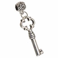 Wholesale Slider Charms Beads DIY Bracelets Necklace Dangle Keys Flower Lucky Clover Retro Silver Slider Big Hole Metal Handmade Craft Fittings
