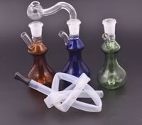Wholesale cheap cute Mini Calabash water Bongs Pipes Downstem Gourd Recycler Oil Rigs mm Joint with mm male Oil Bubbler Glass Bowl and Hose