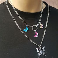 Wholesale Butterfly Design Pendant Necklace Vintage Women Personality Fashion Colorful Collar Choker Necklaces for Girl Gift Statement Hip Hop Jewelry