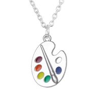 Wholesale JF100 Artist Paint Palette and Paint Brush Pendants Necklace Best Gift for Painter Fashion Jewelry Personalized Accessories