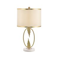 Wholesale new home deco gold table lights white lampshade table lamps for bedroom and living room