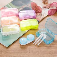 Wholesale Plastic Contact Lens Case Random Color Transparent Pocket Travel Kit Easy Take Container Holder DLH329