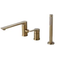 Wholesale Zinc alloy handle Two handles Brushed gold Brass Hot and cold water Hand shower Basin Tub Countertop hole Bathroom faucet
