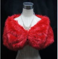 Wholesale Ivory White Red Faux Fur Bride Shawl Wedding Bridal Wrap Shrug Bolero Jacket Coat