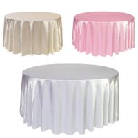 Wholesale 1pcs Satin Tablecloth White Black Solid Color For Wedding Birthday Party Table Cover Round Table Cloth Home Decor