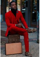 Wholesale Red Groom Tuxedos Notch Lapel Groomsmen Mens Wedding Suit Popular Man Jacket Blazer Piece Suit Jacket Pants Vest
