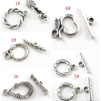 Wholesale 100 set Antique silver Zinc Alloy Connector Toggle Clasps DIY Accessories styles Fit Bracelets