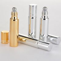 Wholesale 10ml Roll On Glass Bottle Black Gold Silver Fragrances Essential Oil Perfume Bottles With Metal Roller Ball Customizable Logo EEA907