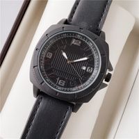 Wholesale On sale new style mm round leather quartz fashion mens watches auto date men dress designer watch male gifts wristwatch relogios