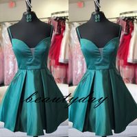 Wholesale Teal Green Short Prom Dresses Short Homecoming Dresses Puffy Skirt Cocktail Party Dresses Beads Pockets Mini Graduation Gown