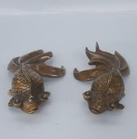 Wholesale Crafts Copper Bronze Brass a pair Hot sale copper goldfish animal sculpture year year More than enough Feng Shui Decoration Home